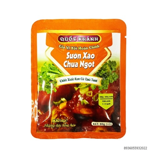 Gia Vị Xốt Sườn Xào Chua Ngọt Quốc Khánh 80g Gia Vị Xốt Sườn Xào Chua Ngọt Quốc Khánh 80g