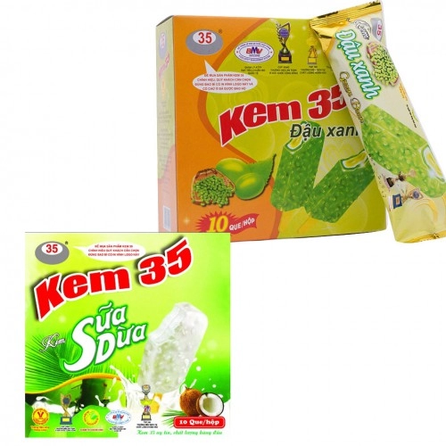 Kem Ngon 35 Tràng Tiền Đậu Xanh 10 Que/ Hộp Kem Ngon 35 Tràng Tiền Đậu Xanh 10 Que/ Hộp