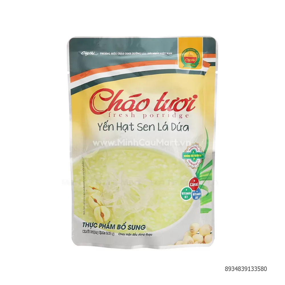 Cháo tươi yến hạt sen lá dứa cây thị 260gr