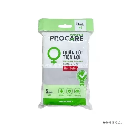 Quần lót tiện lợi vải TC Procare L,XL,XXL,XXXL gói 5C Quần lót tiện lợi vải TC Procare L,XL,XXL,XXXL gói 5C