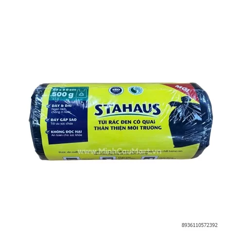 Túi rác Stahause màu đen có quai 60x90cm - 500g Túi rác Stahause màu đen có quai 60x90cm - 500g