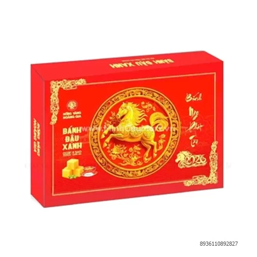 Bánh đậu xanh rồng vàng Hoàng Gia Ngựa vàng tếtt 600g       