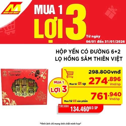 Hộp Yến Có Đường 6+2 Lọ Hồng Sâm Thiên Việt