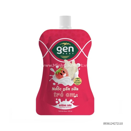 Nước yến sữa trẻ em Gennest hương dâu 105ml  Nước yến sữa trẻ em Gennest hương dâu 105ml