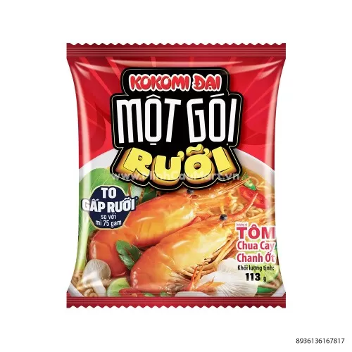 Mì Kokomi Đại Một Gói Rưỡi Tôm Chua Cay 113g Mì Kokomi Đại Một Gói Rưỡi Tôm Chua Cay 113g