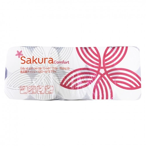 Giấy vệ sinh cao cấp Sakura 10 cuộn hồng 