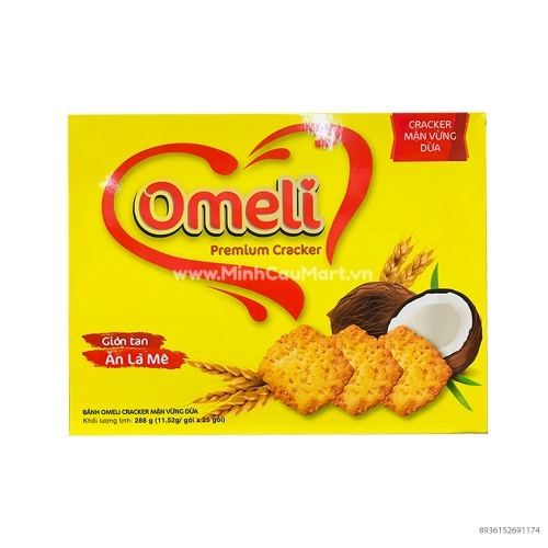 Bánh Quy Omelli Craker 288g Mặn Vừng Dừa  Bánh Quy Omelli Craker 288g Mặn Vừng Dừa