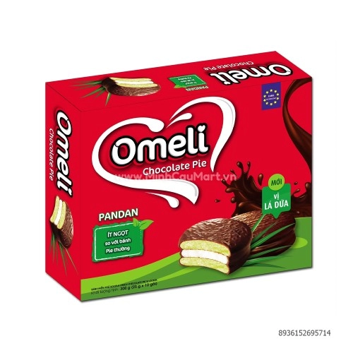 Bánh Chocolate Pie OMELI Vị Lá Dứa Ít Ngọt 300g Bánh Chocolate Pie OMELI Vị Lá Dứa Ít Ngọt 300g