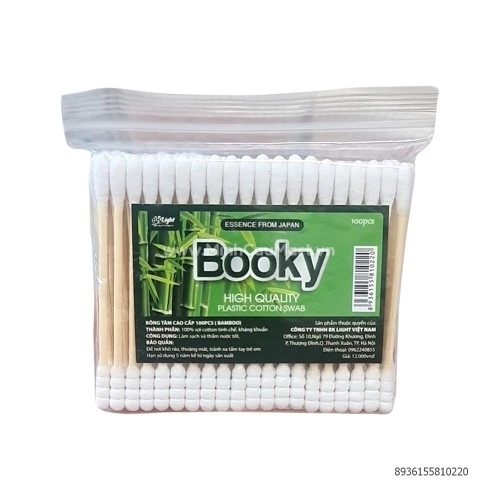 Tăm bông booky túi zipper 100pcs thân trúc