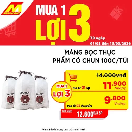 Màng bọc thực phẩm có chun 100c/túi                                                                                                                                                                                                                       