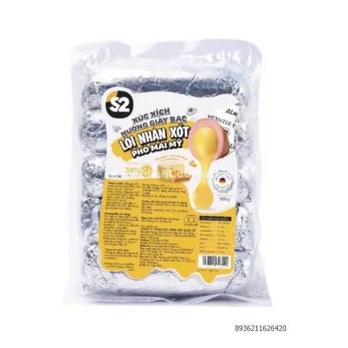 Xúc xích S2 nướng giấy bạc lõi nhân xốt 250g                                                                                                                                                                                                              