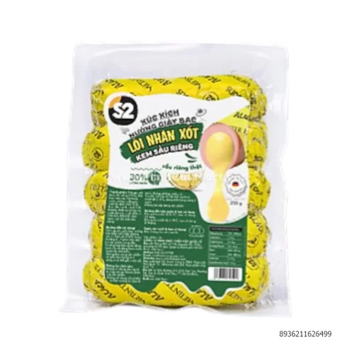 Xúc xích S2 nướng giấy bạc lõi nhân xốt 250g                                                                                                                                                                                                               Xúc xích S2 nướng giấy bạc lõi nhân xốt 250g
