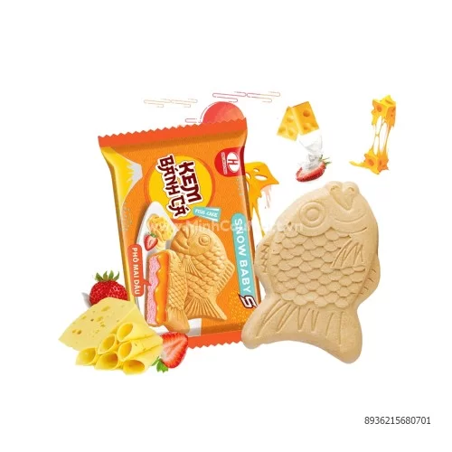 Kem bánh cá Snowbaby phô mai dâu                                                                           Kem bánh cá Snowbaby phô mai dâu