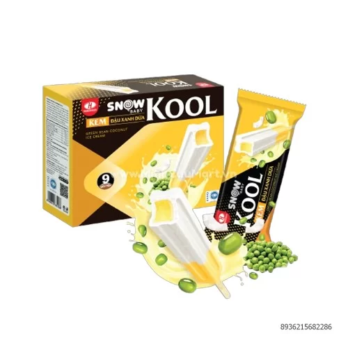 Kem SnowBaby KOOL HL vị đậu xanh dừa 9 que / hộp                                                                                                                                                                                                        