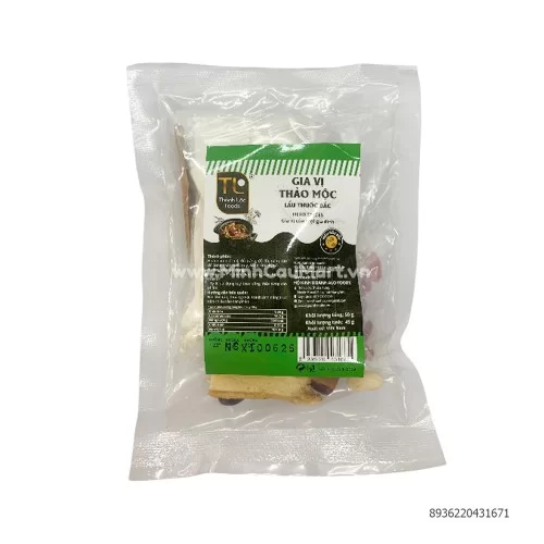 Gia vị thảo mộc lẩu thuốc bắc 50g                                                                                                                                                                                                                          Gia vị thảo mộc lẩu thuốc bắc 50g