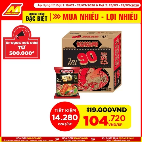 Mì Kokomi đại 90 tôm chua cay MB 90g  30 gói/thùng                                                                                                                                                                                                        