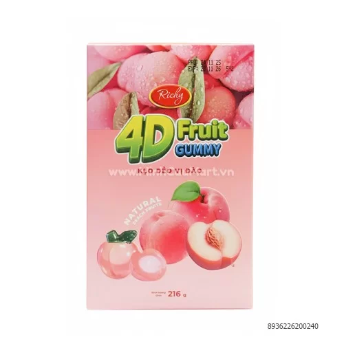 Kẹo dẻo 4D vị Đào hộp 216g           