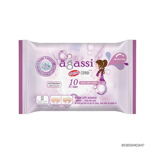 Khăn Ướt Agasi Thơm Dịu Nhẹ 10 Tờ Khăn Ướt Agasi Thơm Dịu Nhẹ 10 Tờ