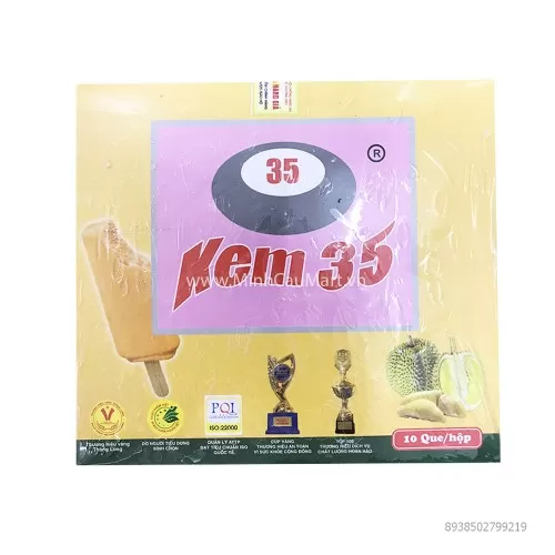 Kem Tràng Tiền 35 Sầu Riêng 10 Que/Hộp Kem Tràng Tiền 35 Sầu Riêng 10 Que/Hộp