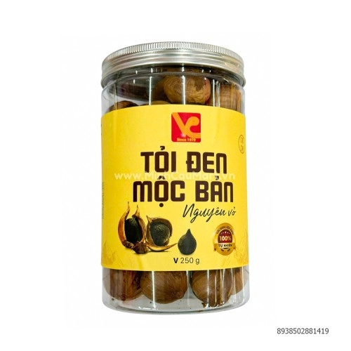 Tỏi đen Mộc Bản nguyên vỏ tem vàng 250Gr Tỏi đen Mộc Bản nguyên vỏ tem vàng 250Gr