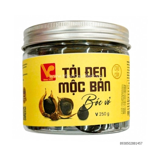 Tỏi đen Mộc Bản bóc vỏ tem vàng 250Gr Tỏi đen Mộc Bản bóc vỏ tem vàng 250Gr