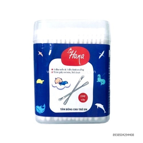 BÔNG TĂM HANA TRẺ EM LÕI GIẤY 1 ĐẦU MUỖNG 200 CÂY BÔNG TĂM HANA TRẺ EM LÕI GIẤY 1 ĐẦU MUỖNG 200 CÂY