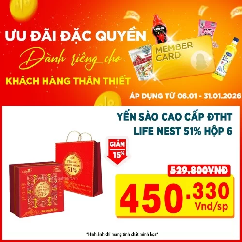 Yến sào cao cấp ĐTHT Life Nest 51% hộp 6*100ml 