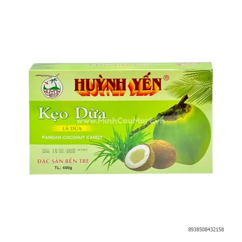Kẹo dừa Huỳnh Yến vị lá dứa 400g   