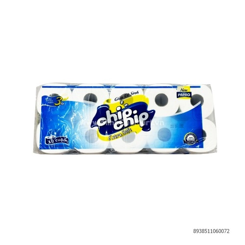 Giấy vệ sinh ChipChip 10 cuộn 1.2kg Giấy vệ sinh ChipChip 10 cuộn 1.2kg