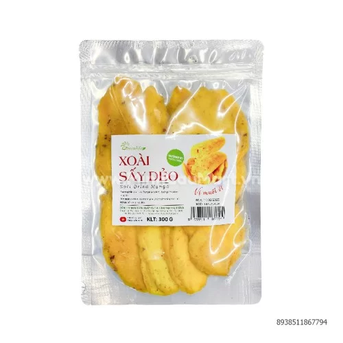 Xoài muối ớt Greenlife túi 300g                                                                                                                                                                                                                            Xoài muối ớt Greenlife túi 300g