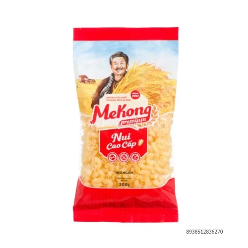 Nui vàng ống ngắn Mekong food 200g                                                                                                                                                                                                                    Nui vàng ống ngắn Mekong food 200g