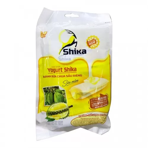Bánh sữa chua sầu riêng Shika 160g  Bánh sữa chua sầu riêng Shika 160g