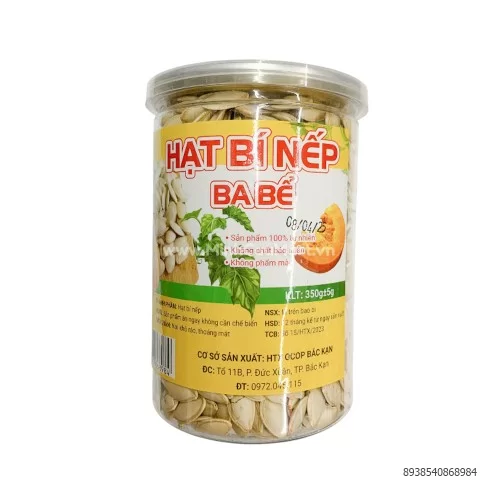 Hạt bí nếp Ba Bể lọ 350g                                                                                                                                                                                                                                   Hạt bí nếp Ba Bể lọ 350g