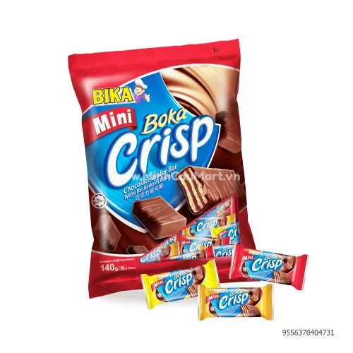 Bánh xốp phủ Socola Boka Crisp mini 90g     