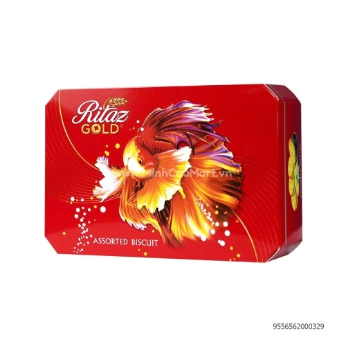BÁNH QUY THẬP CẨM 90G - Ritaz Gold hộp giấy vạt góc mẫu con Cá BÁNH QUY THẬP CẨM 90G - Ritaz Gold hộp giấy vạt góc mẫu con Cá