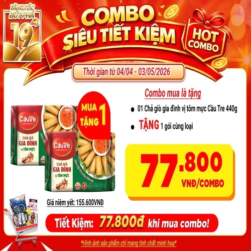 Combo Chả giò gia đình vị tôm mực Cầu Tre 440g*2                                                                                                                                                                                                          