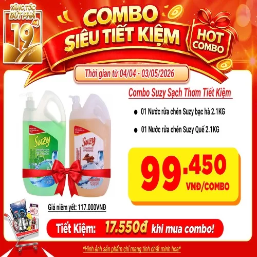 chén Suzy bạc hà 2,1KG, 1Nước rửa chén Suzy Quế 2.1KG )             