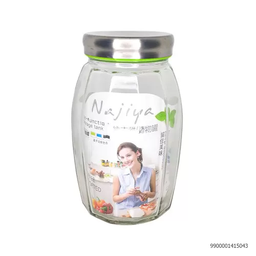 Lọ Thủy Tinh Lục Lăng Nắp Inox 2000