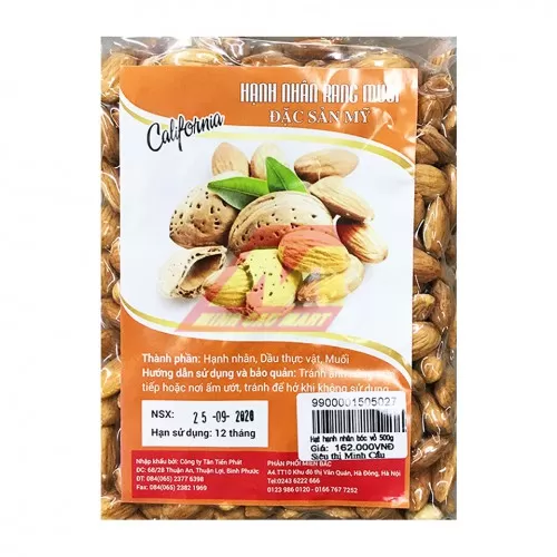 Hạt hạnh nhân bóc vỏ gói 500g 