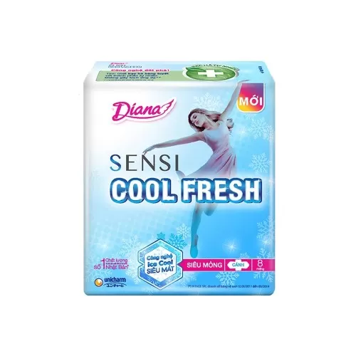 Băng Vệ Sinh Diana Cool Fresh Mát Lạnh Siêu Mỏng Cánh 8M 