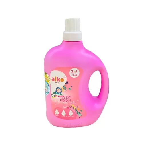 Nước Giặt Xả Trẻ Em Aiko 2in1 màu hồng hương dịu nhẹ 3kg