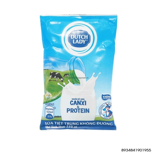 Sữa tiệt trùng Dutch Lady Canxi & Protein không đường 220ml