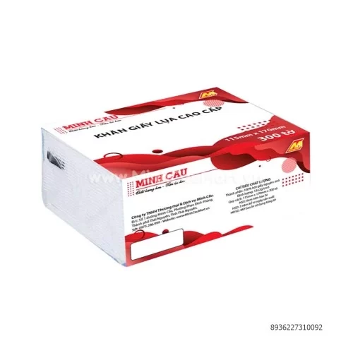 Lốc 10 gói giấy ăn Minh Cầu đỏ 300 tờ
