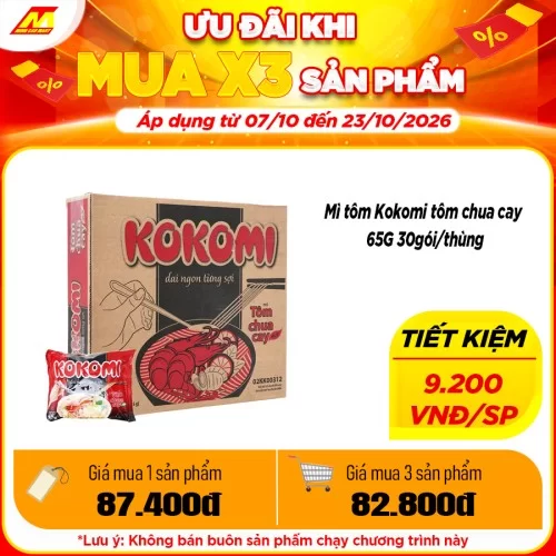 Mì tôm Kokomi tôm chua cay 65G 30gói/thùng                                                                                                                                                                                                                