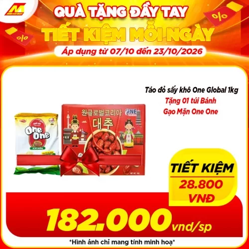 Táo đỏ sấy khô One Global 1kg                                                                                                                                                                                                                             