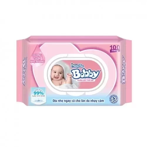 Khăn ướt Bobby Care nắp nhựa 100 tờ