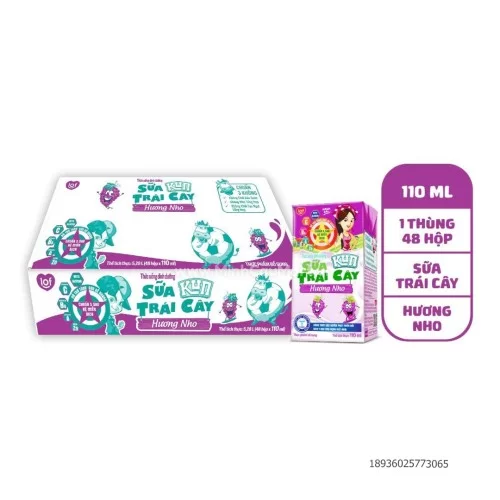 Kun sữa trai cây Hương Nho 110ml thùng 48 hộp                                                                                                                                                                                                             