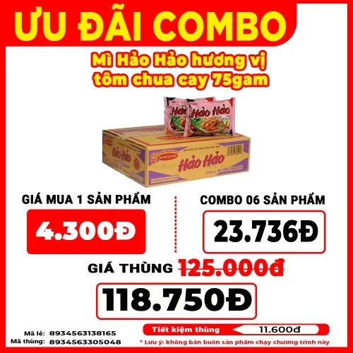 Mỳ Hảo Hảo Tôm Chua Cay 75gam