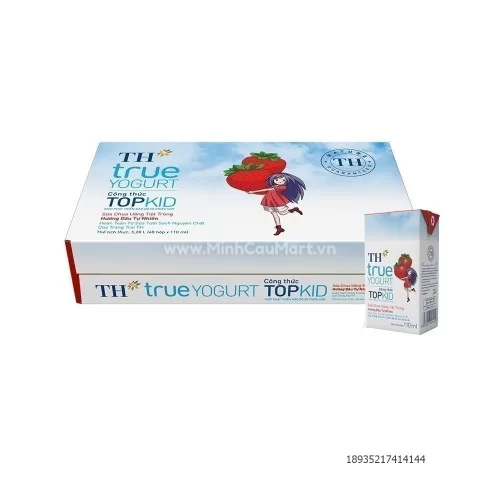 Sữa chua uống tiệt trùng TH topkid hương dâu 110ml 48/thùng