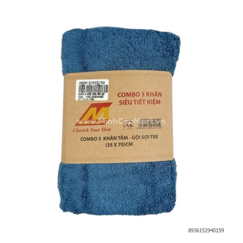 Combo 3 chiếc khăn tắm gội sợi tre (35x70)cm                                                                                                                                                                                                              